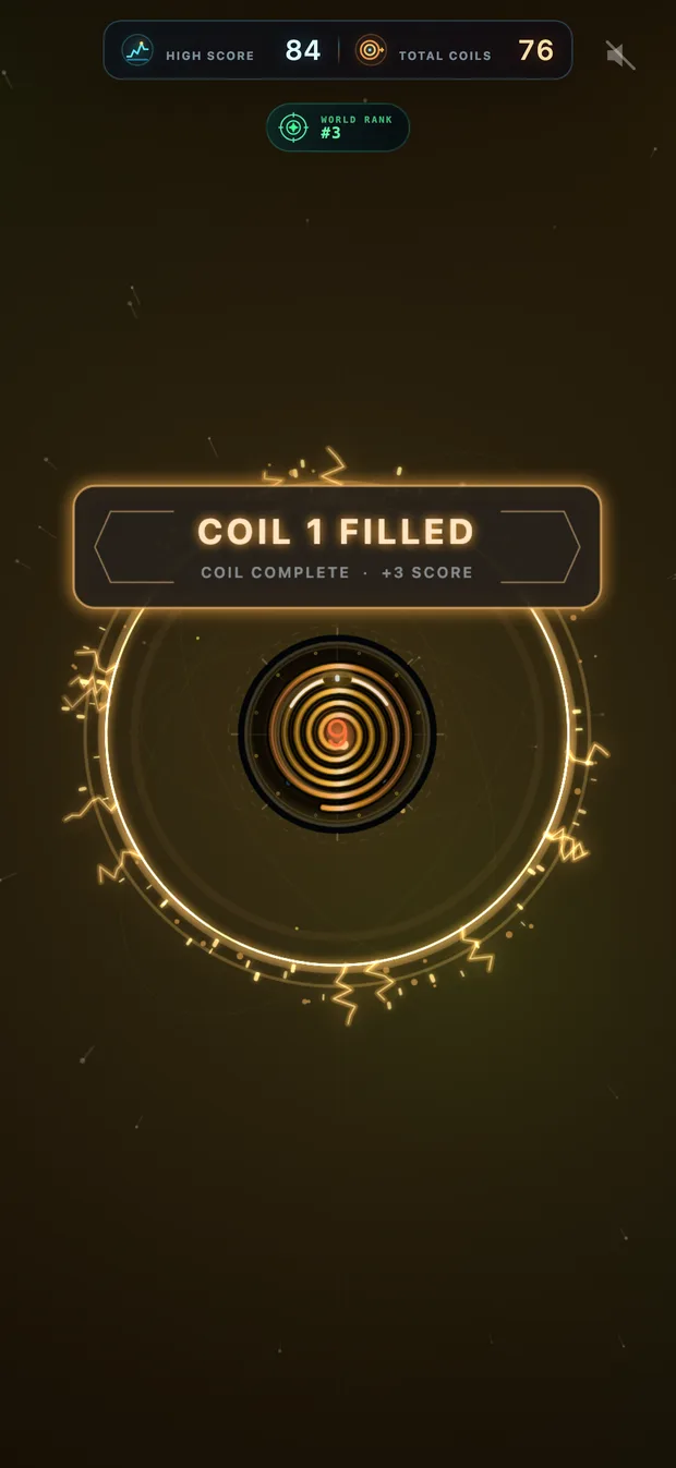 A full coil discharging into plasma and particles